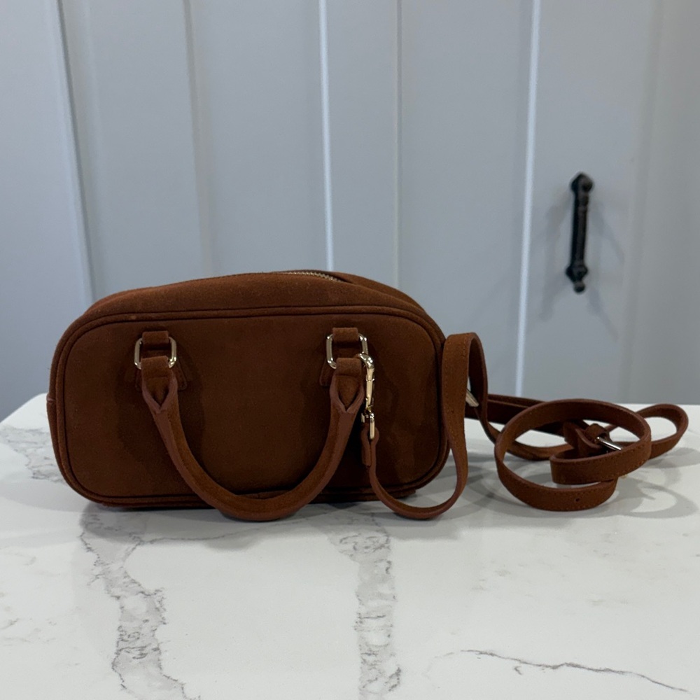Ann Taylor Rich Brown Suede Crossbody Bag Purse